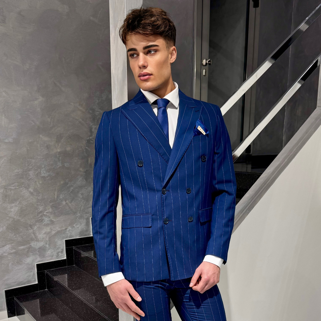 BEIGE SPEAR CHEST TUXEDO SUIT – ESSENZA ATELIER - Main Image