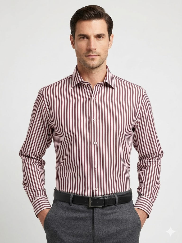 CHEMISE À RAYURES MARRON