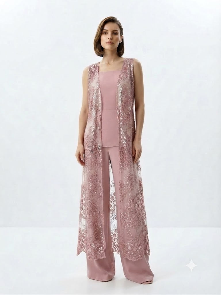 COMPLETO IN PIZZO E PAILLETTES