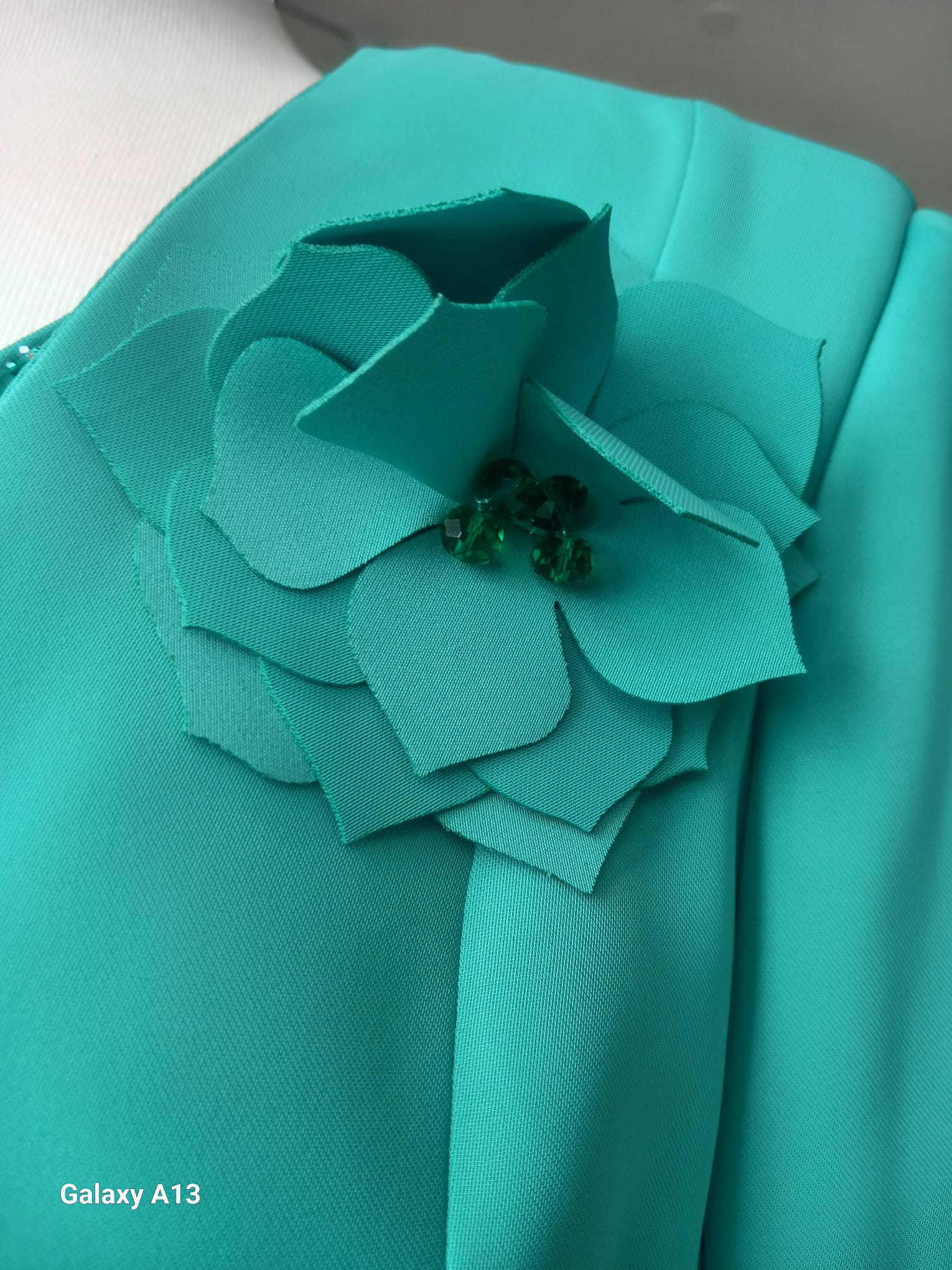 Abito da Cerimonia Tubino Verde Acqua con Coprispalle