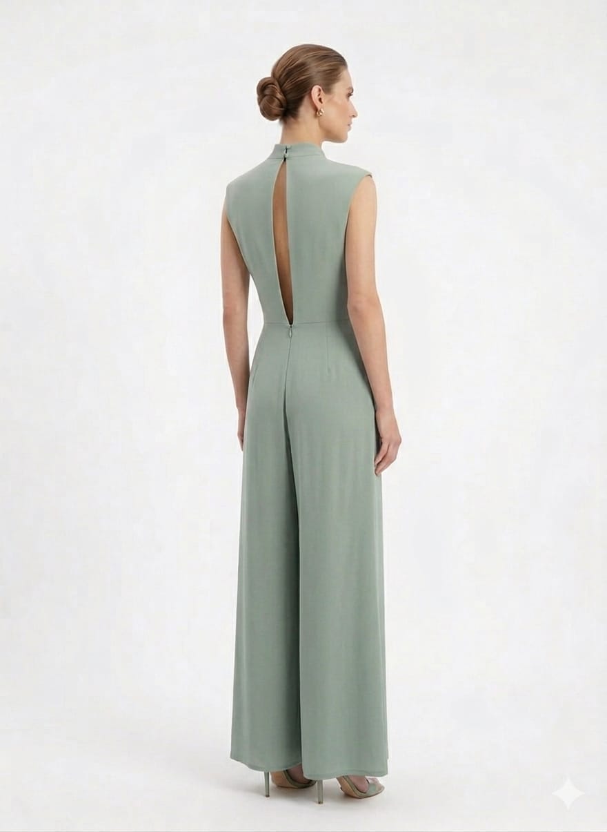 Tuta Elegante con Scollo a V e Pantalone Palazzo