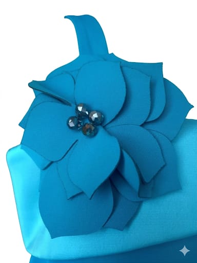 Coordinato Curvy con Drappeggi e Rosa Applicata.