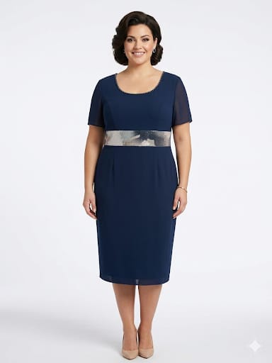 Completo curvy con stampa floreale artistica e dettagli luminosi.