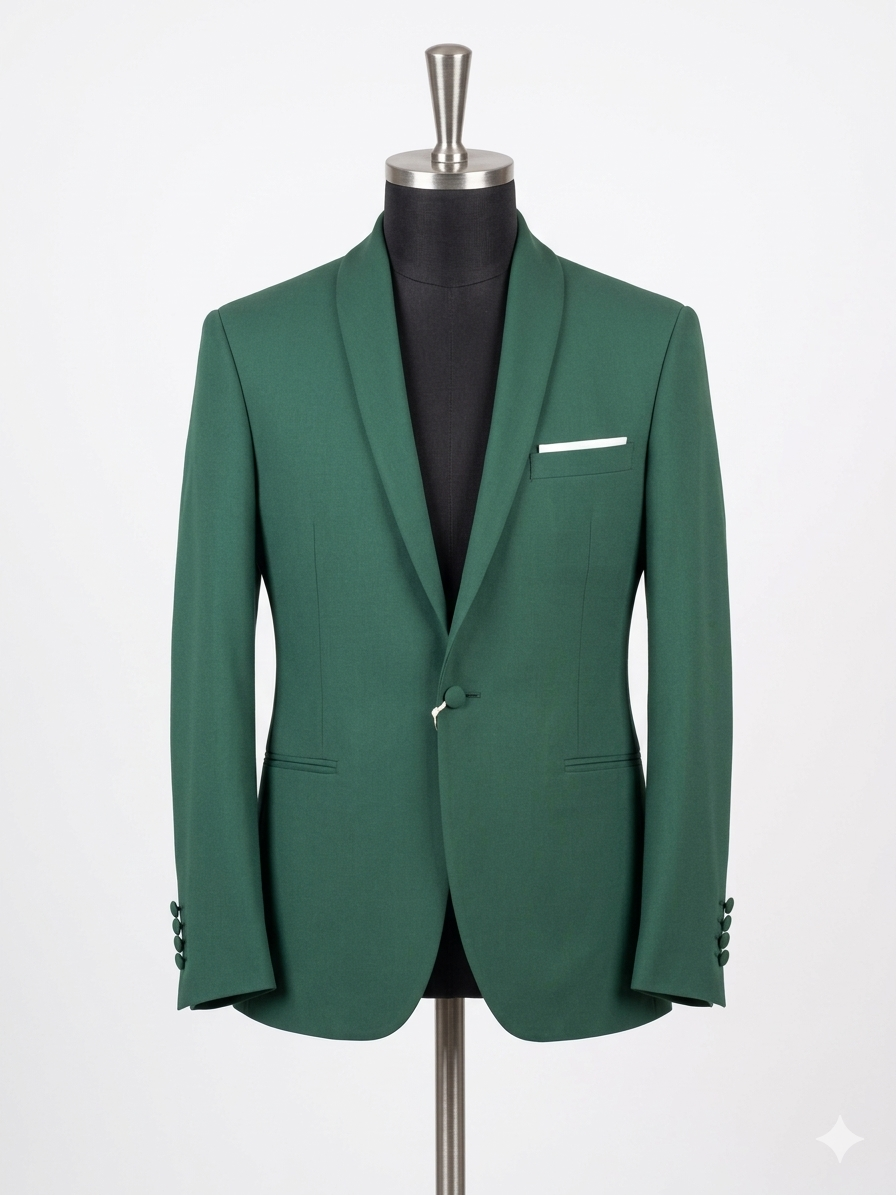 AITO "FINTO" SMOKING COLLO SCIALLE MONOPETTO VERDE