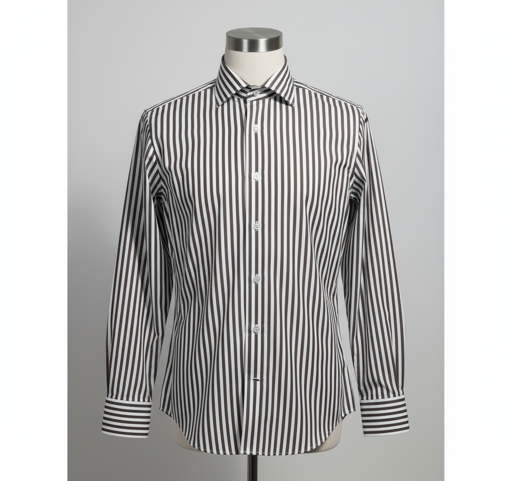 CAMICIA RIGATA MARRONE