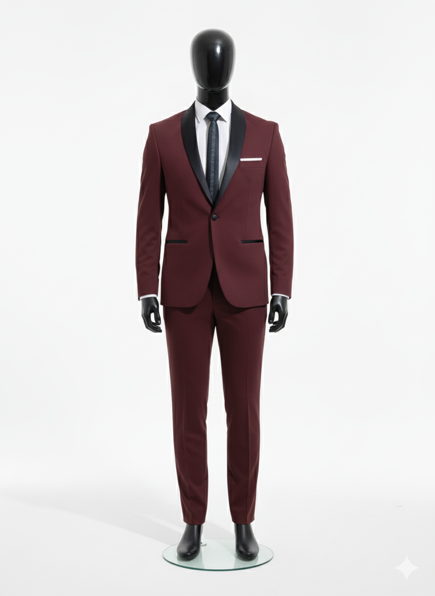 BORDEAUX SHAWL SMOKING DRESS