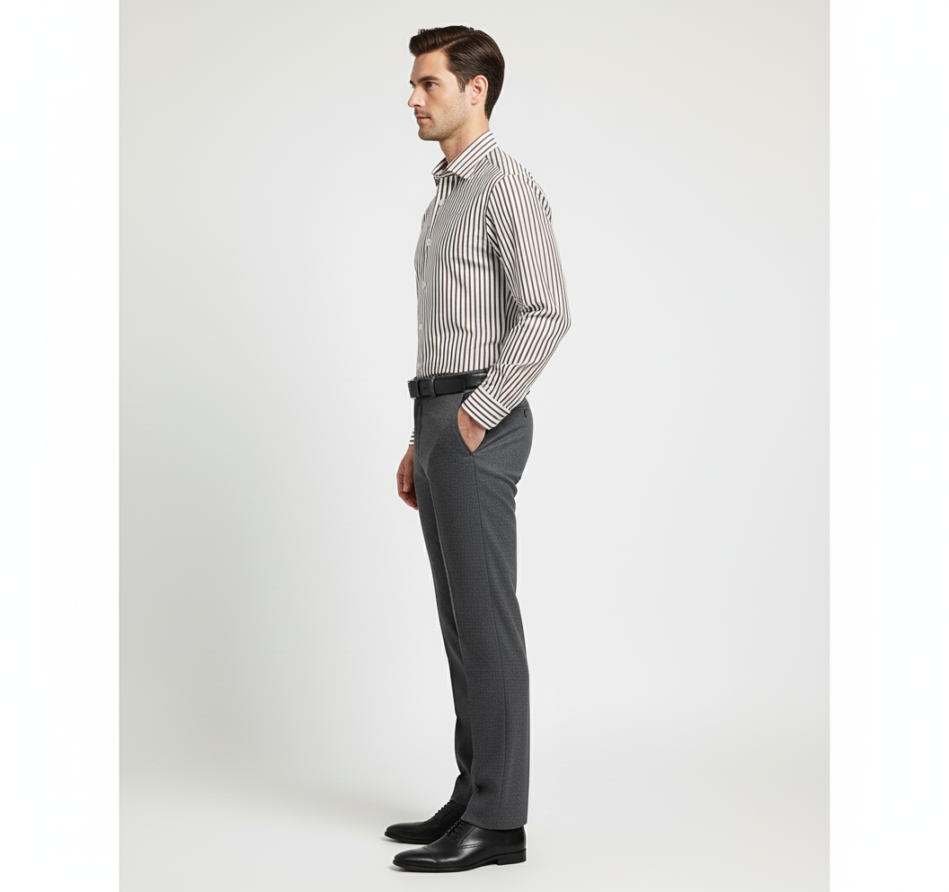 CAMICIA RIGATA MARRONE