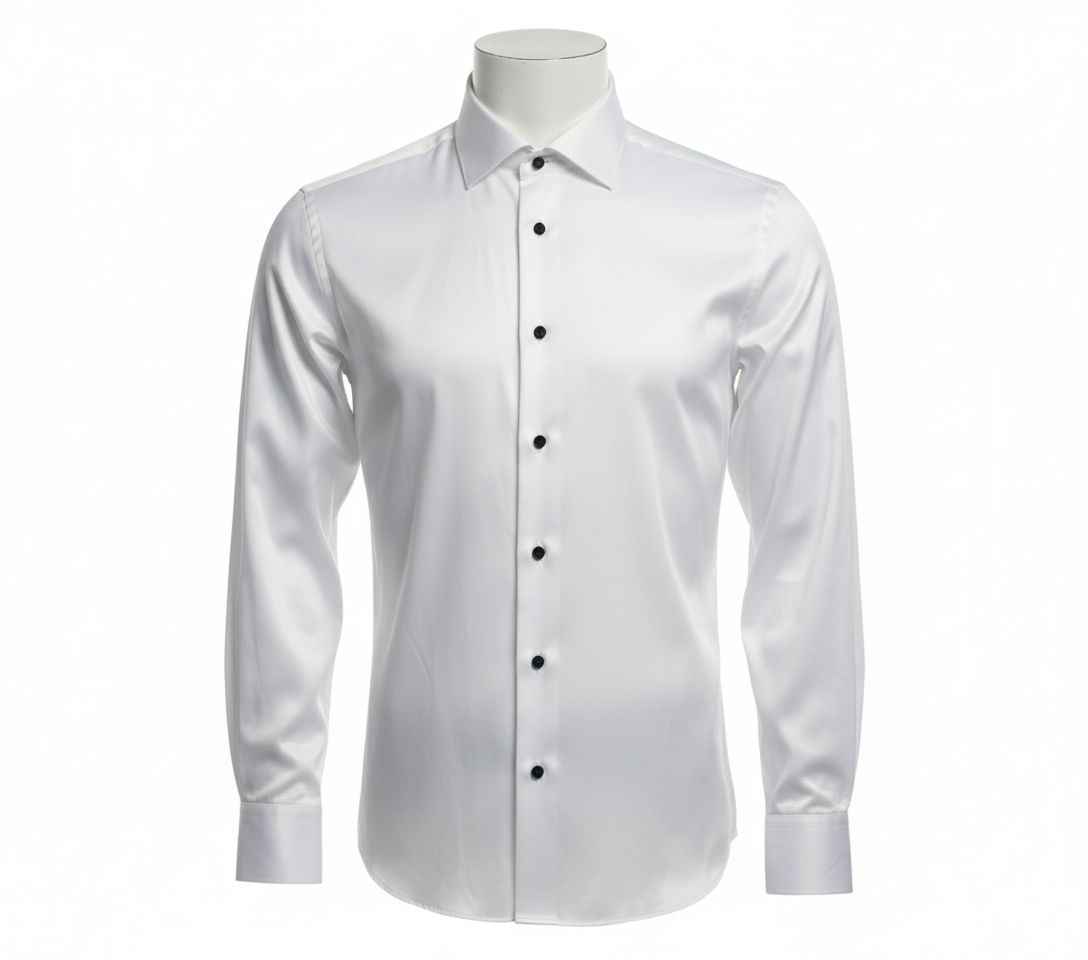 SATIN SHIRT WITH COVERED BUTTONS