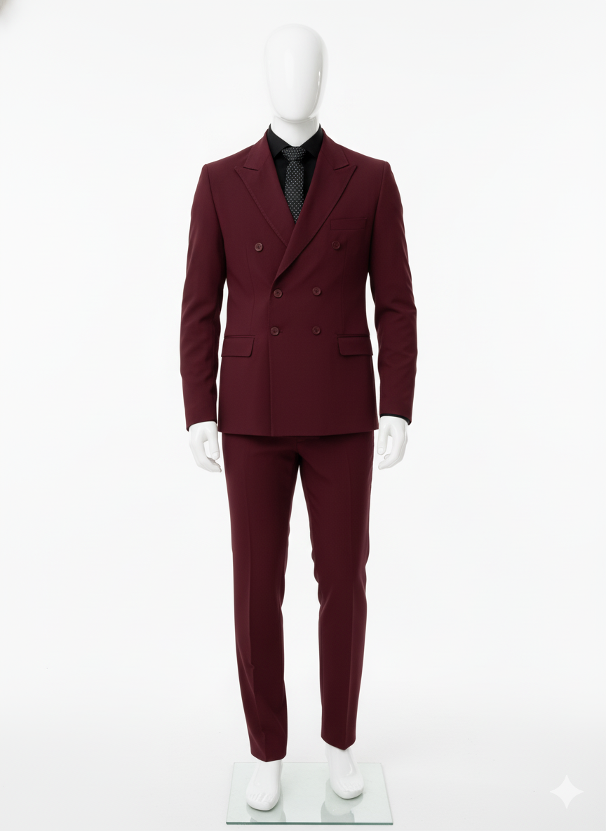 DOUBLE BREASTED BURGUNDY SUIT