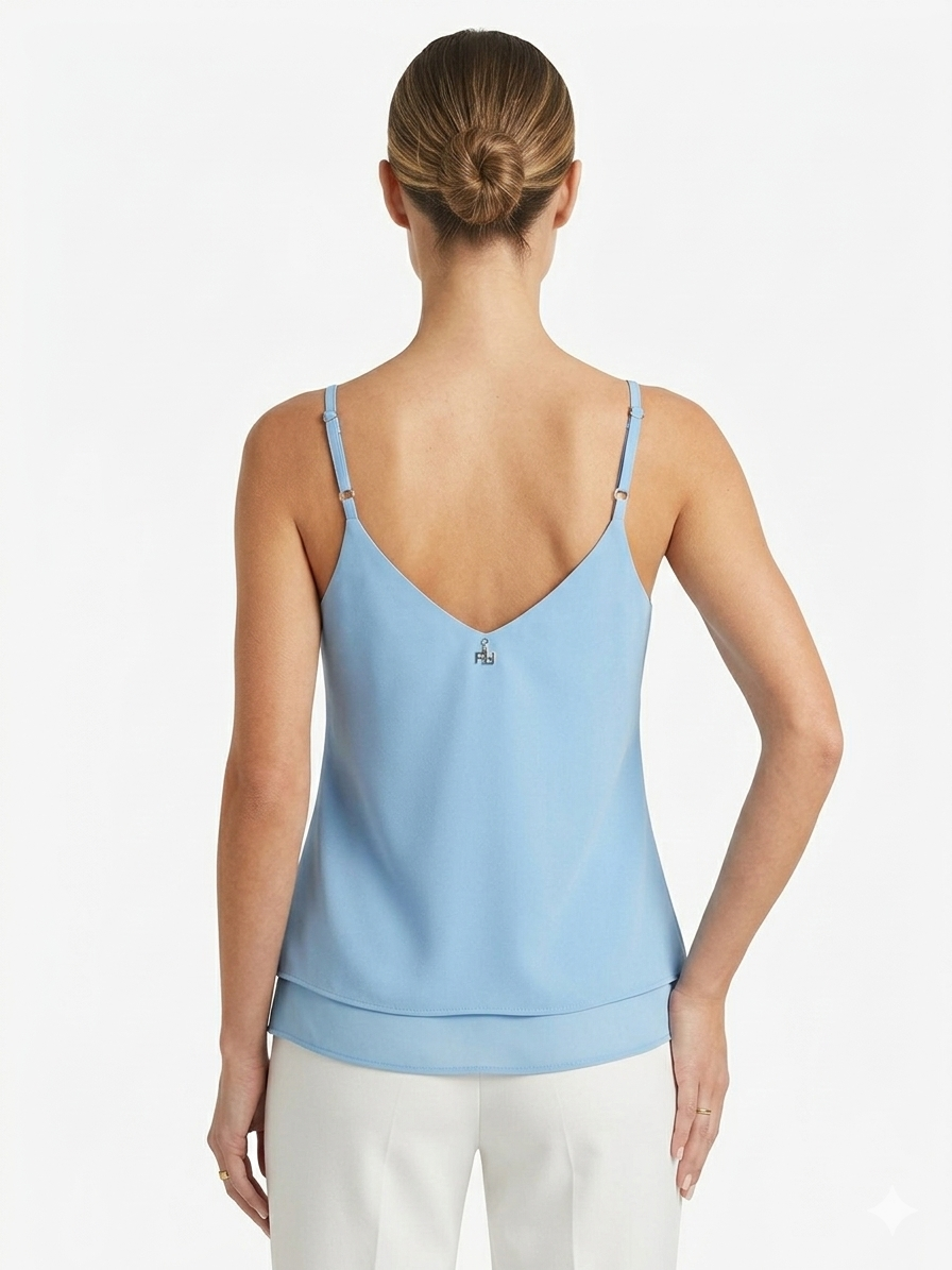 Top Jolie in Chiffon con Scollo a V Impreziosito