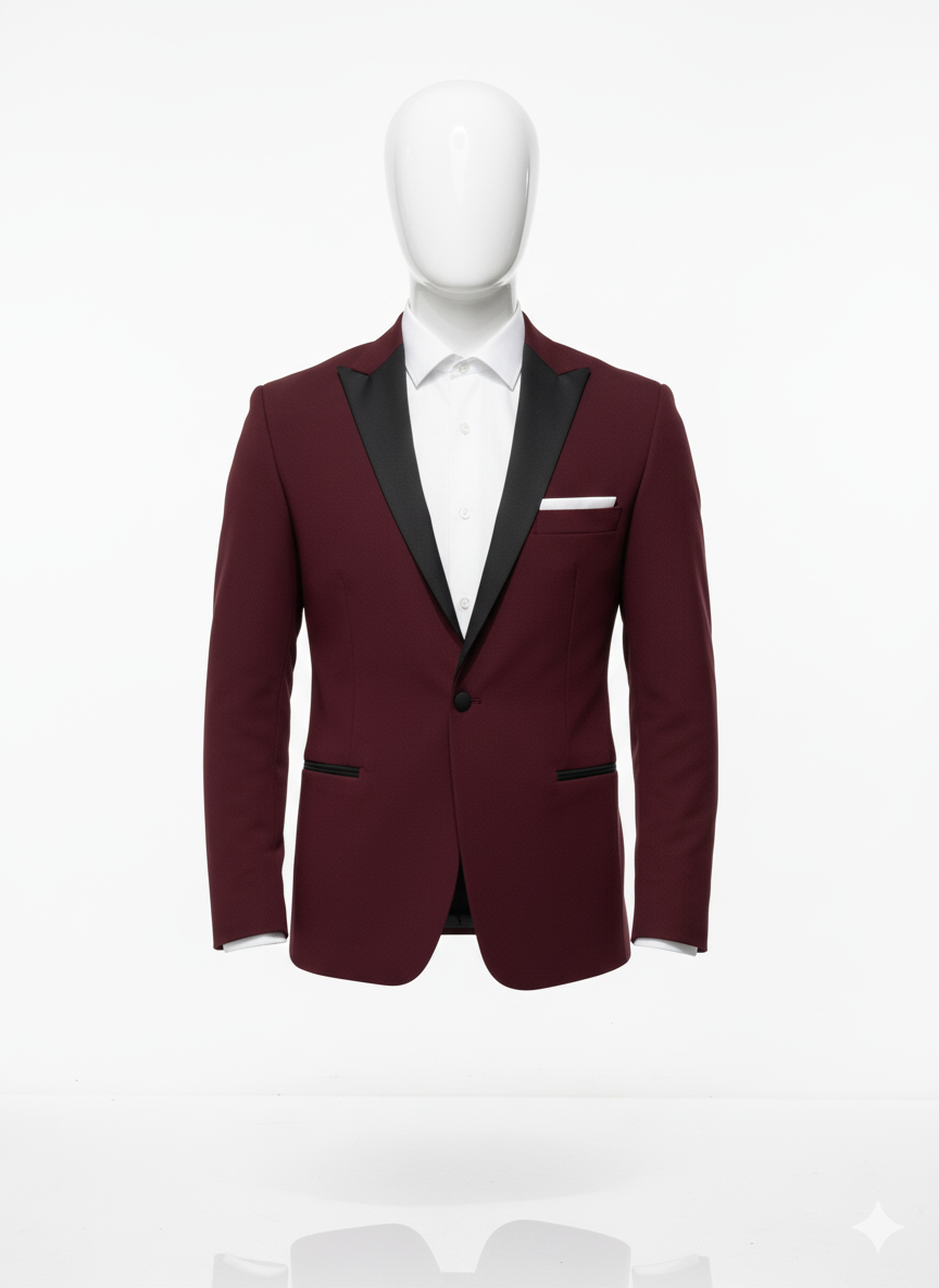BURGUNDY SPEAR TUXEDO SUIT