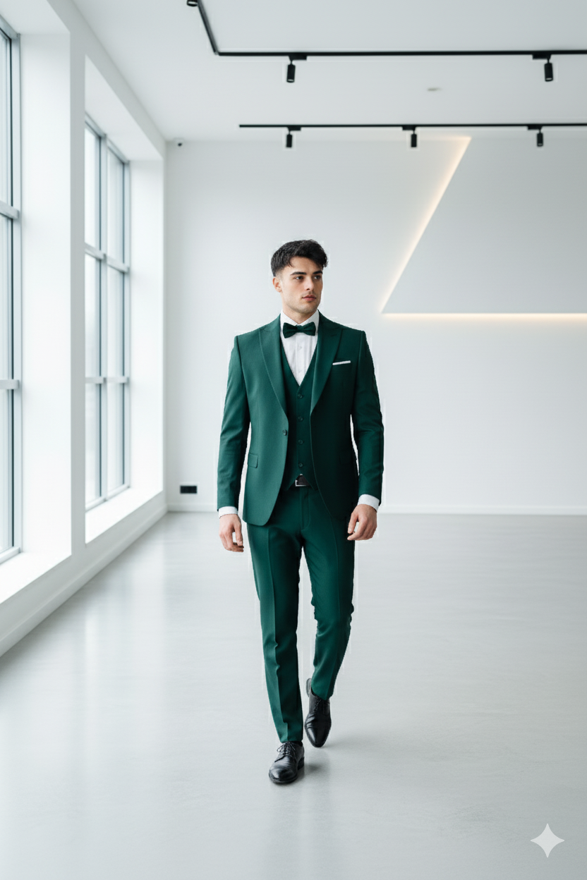 ABITO MONOPETTO VERDE GUCCI CON GILET