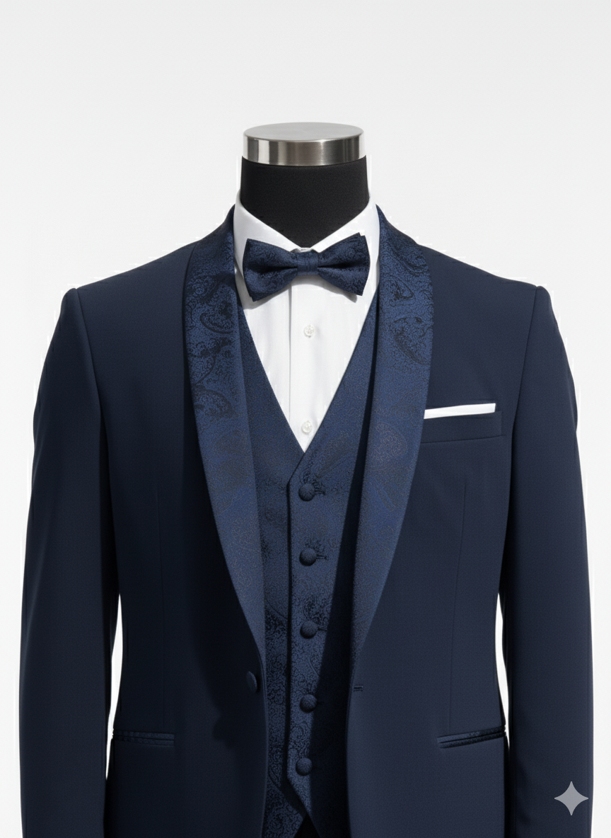 SMOKING SUIT SHAWL ARBORE BLUE