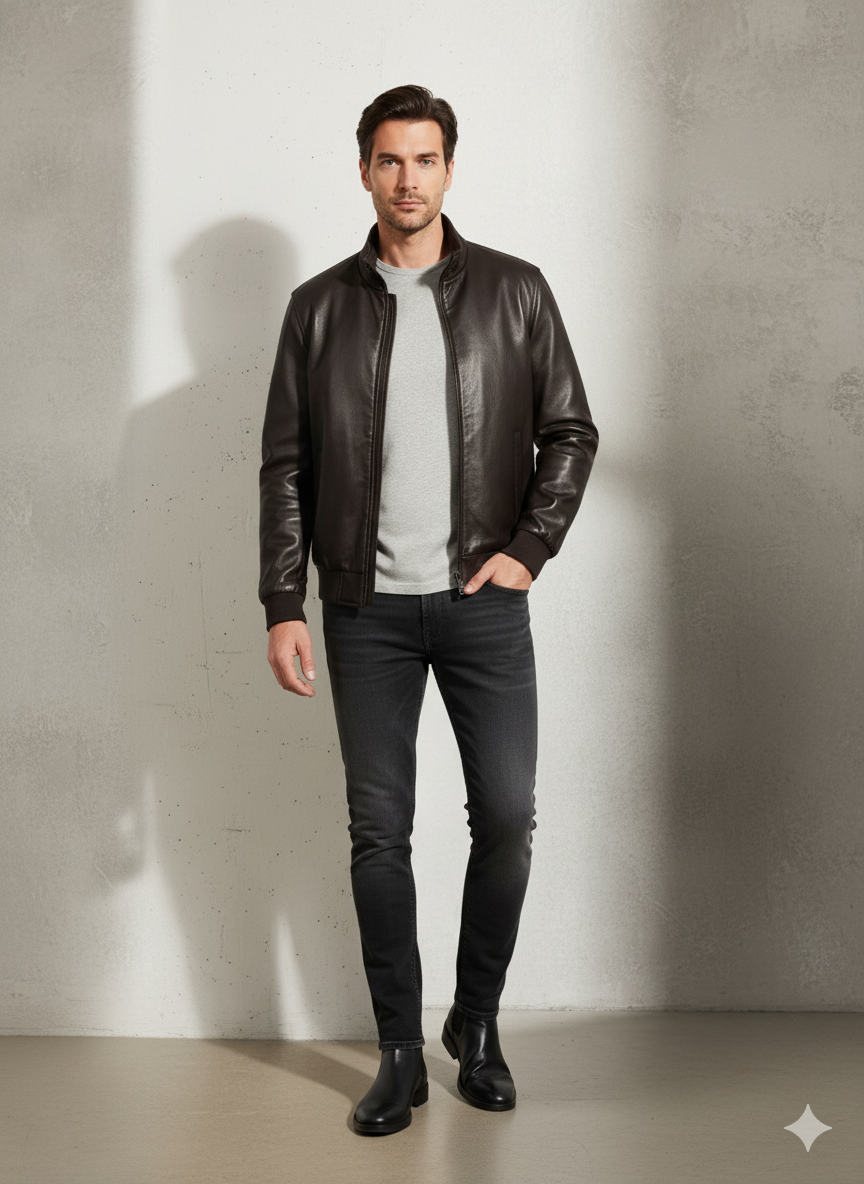 Giubbotto in Pelle Nero