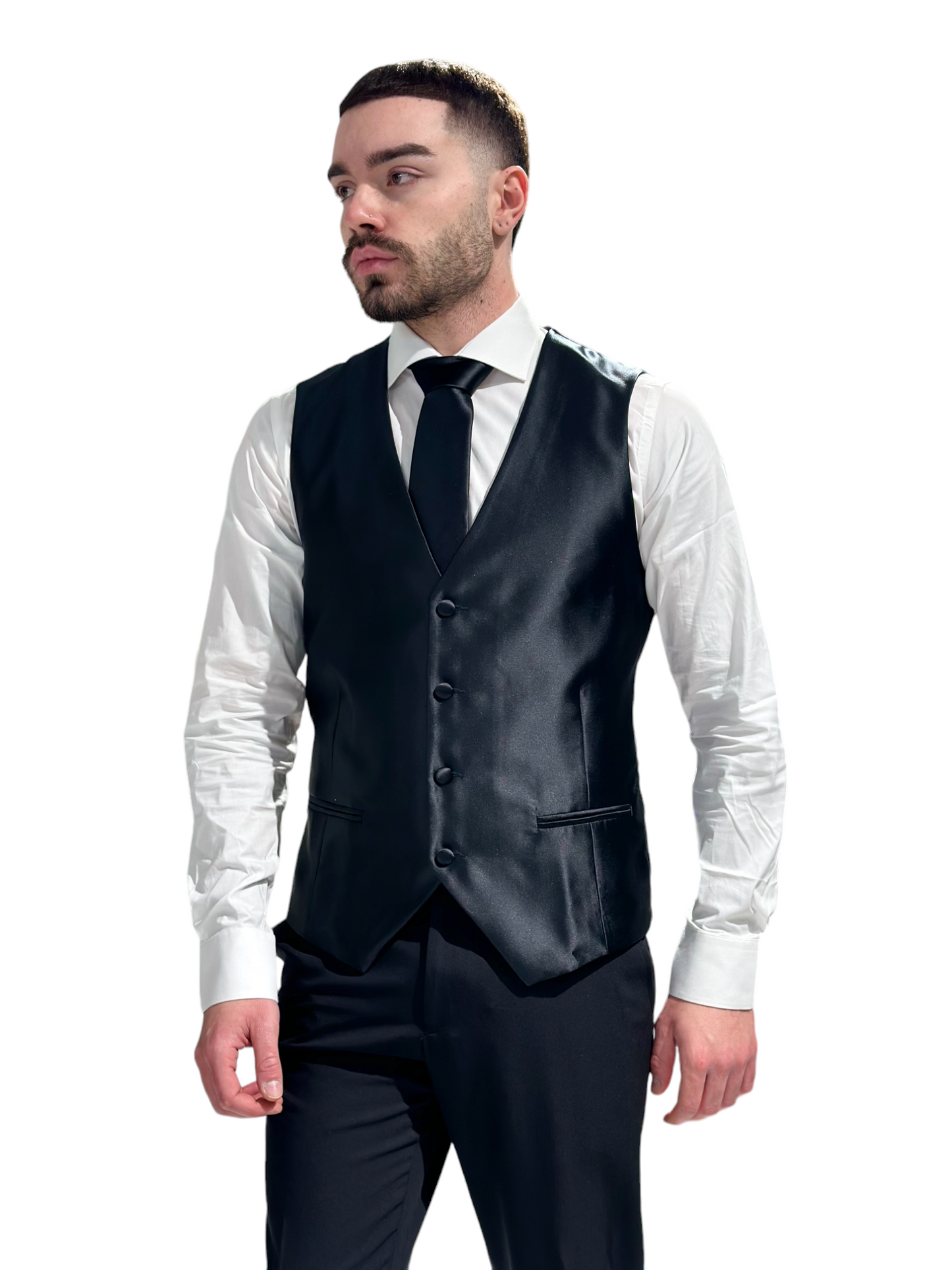 GILET MONOPETTO RASO NERO