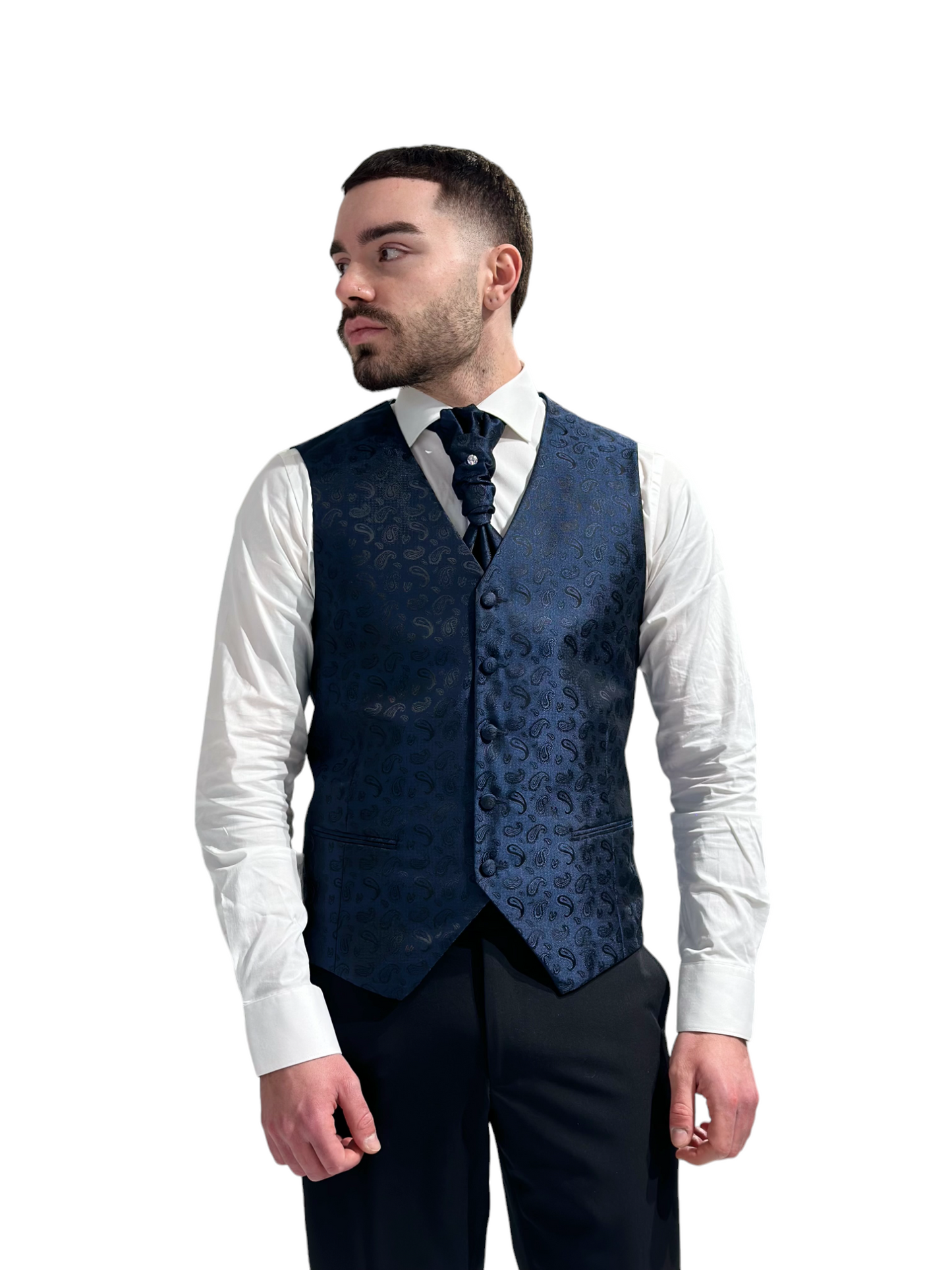 GILET MONOPETTO DAMASCATO LARGO BLUE