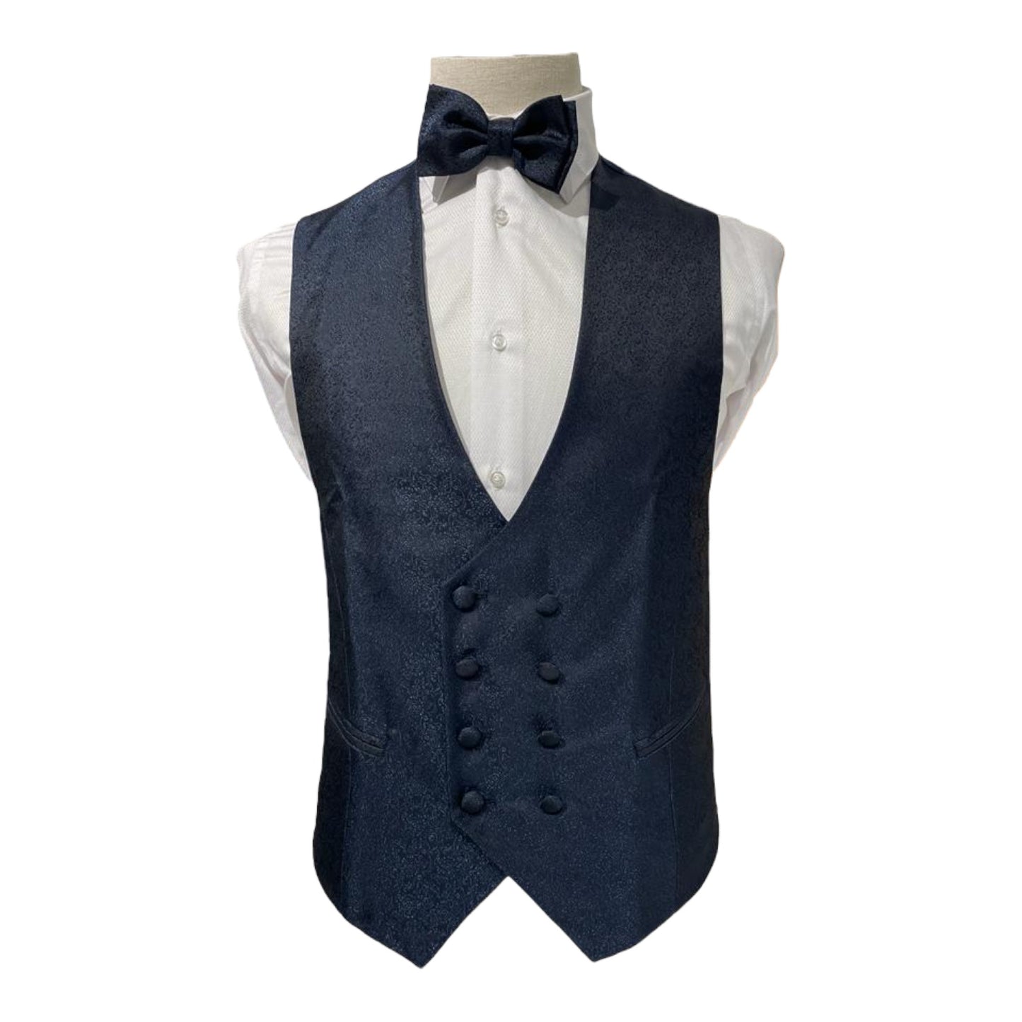 GILET DOPPIOPETTO DAMASCATO BLU