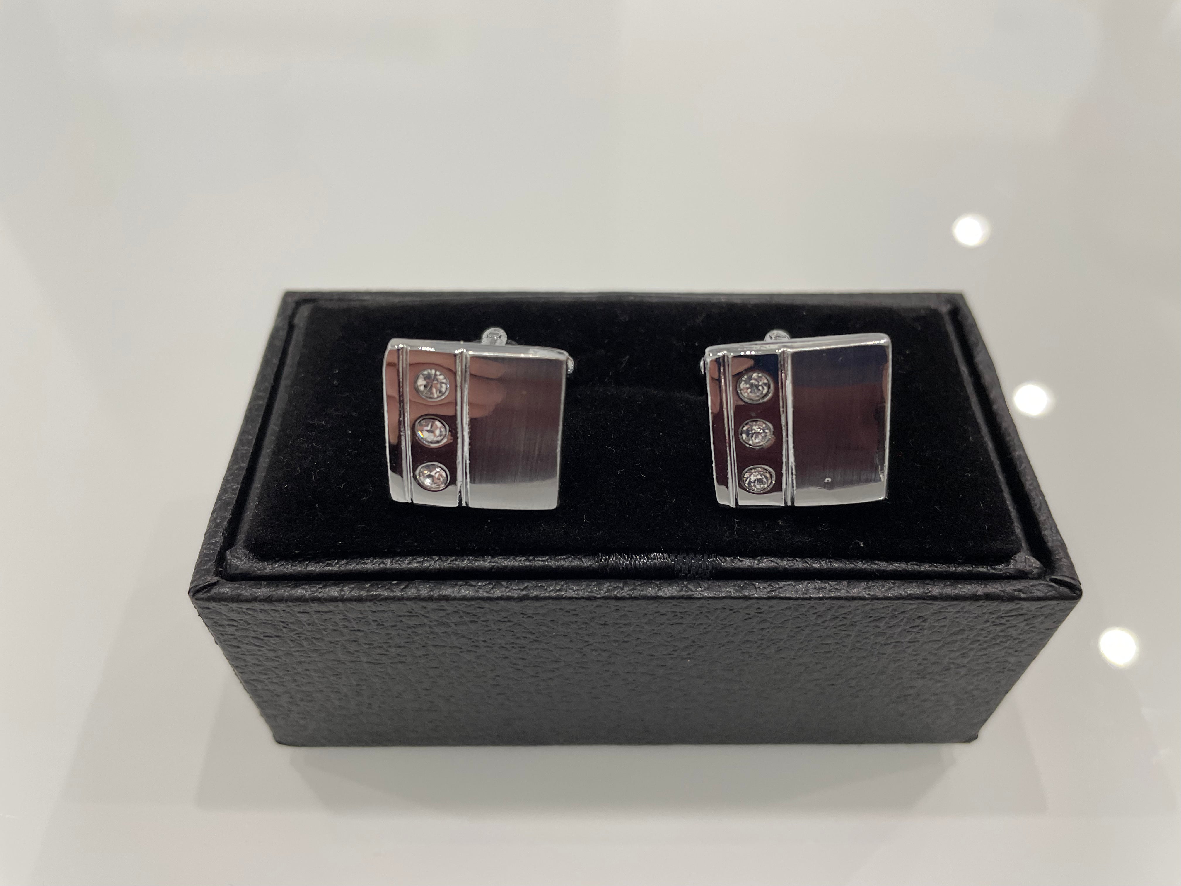 Boutons de manchette en diamant « Formal Steel »