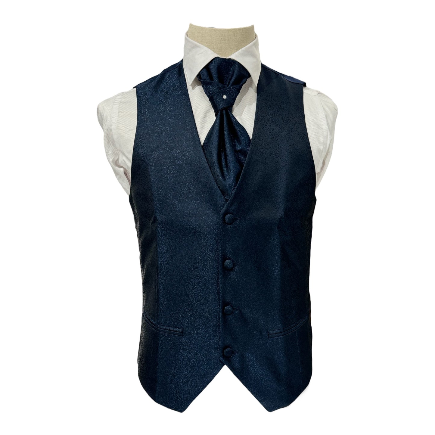 GILET MONOPETTO DAMASCATO BLU