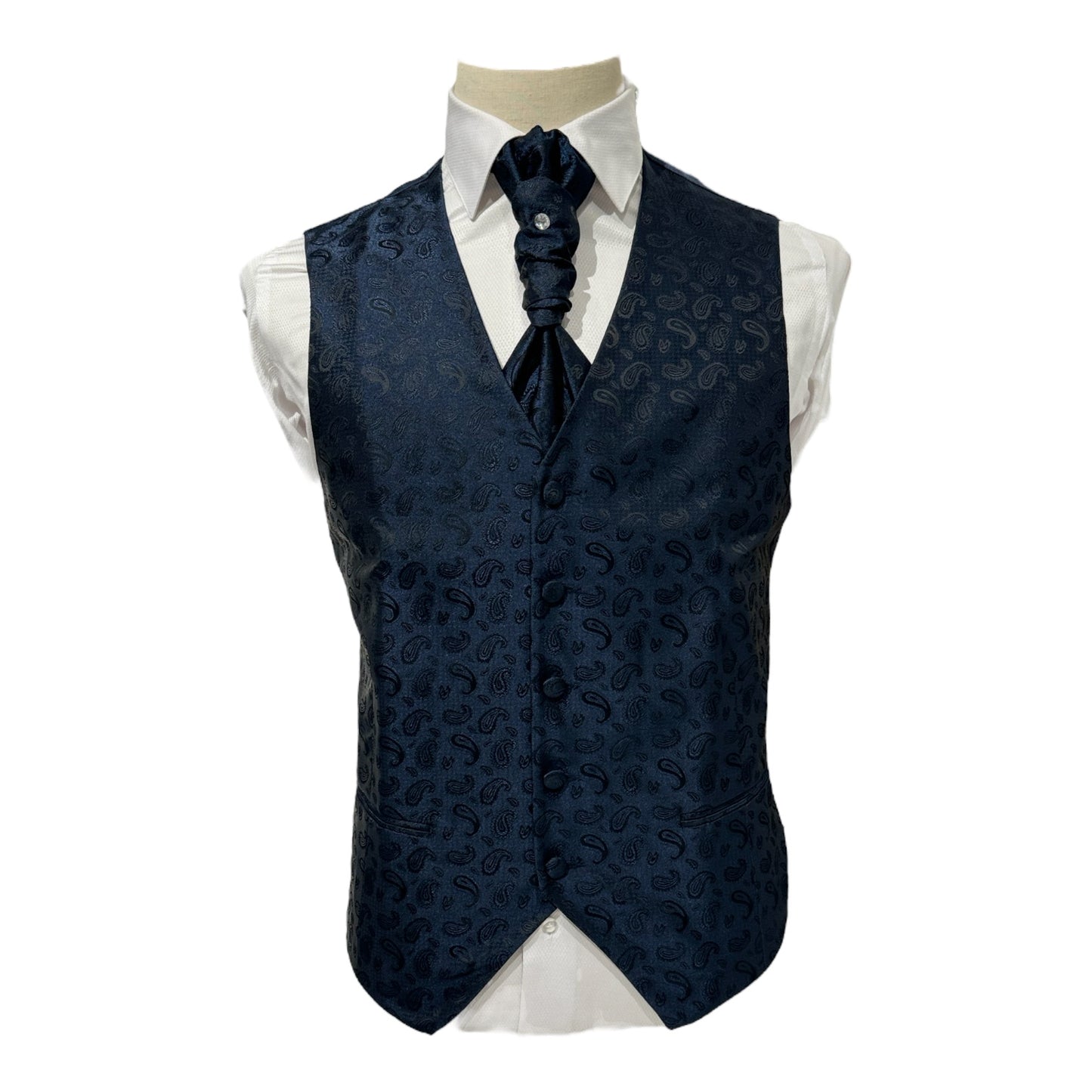 GILET MONOPETTO DAMASCATO LARGO BLUE