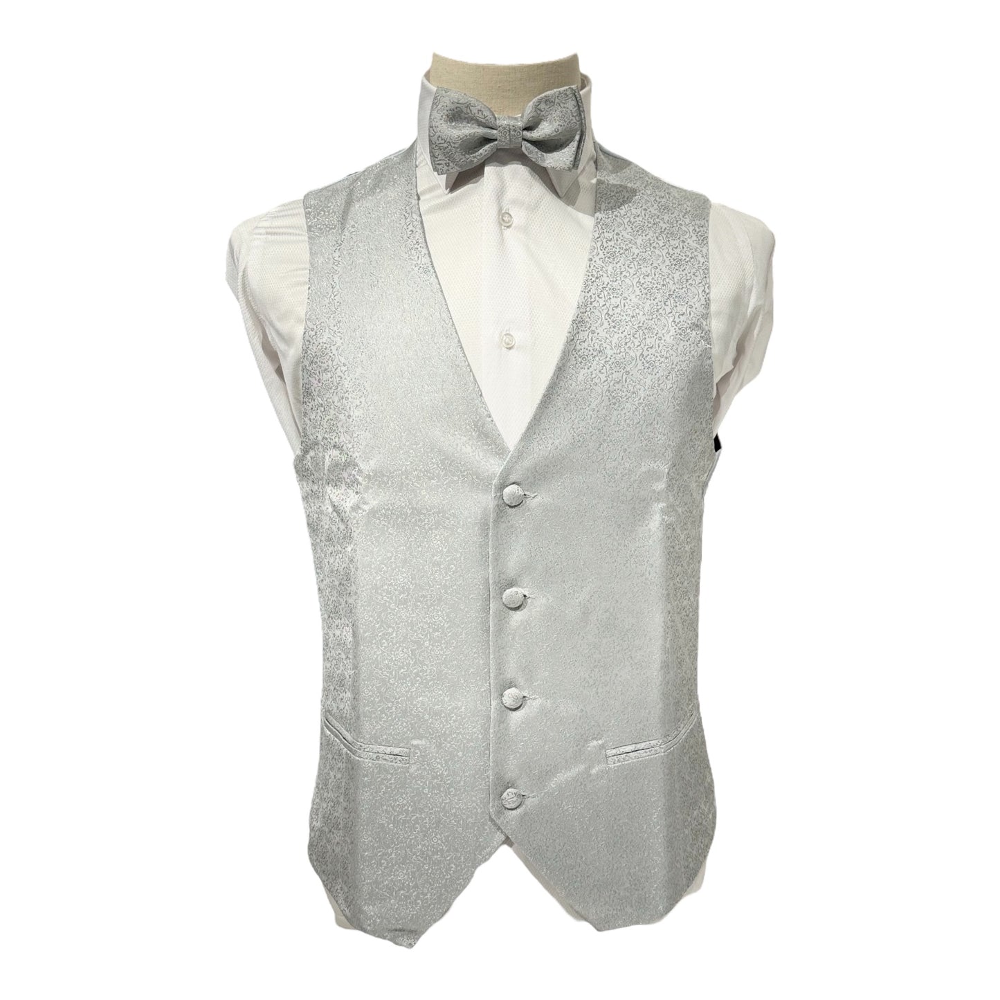 GILET MONOPETTO DAMASCATO GRIGIO