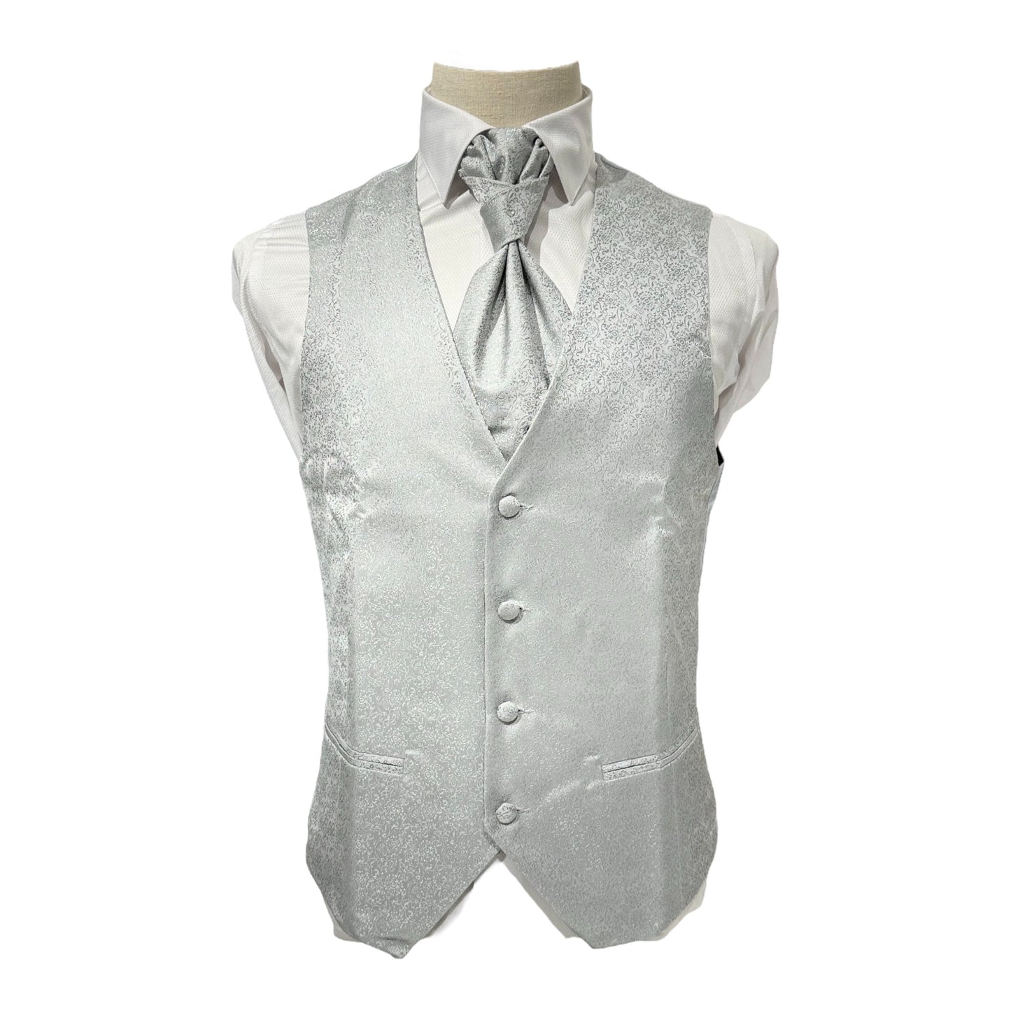 GILET MONOPETTO DAMASCATO GRIGIO