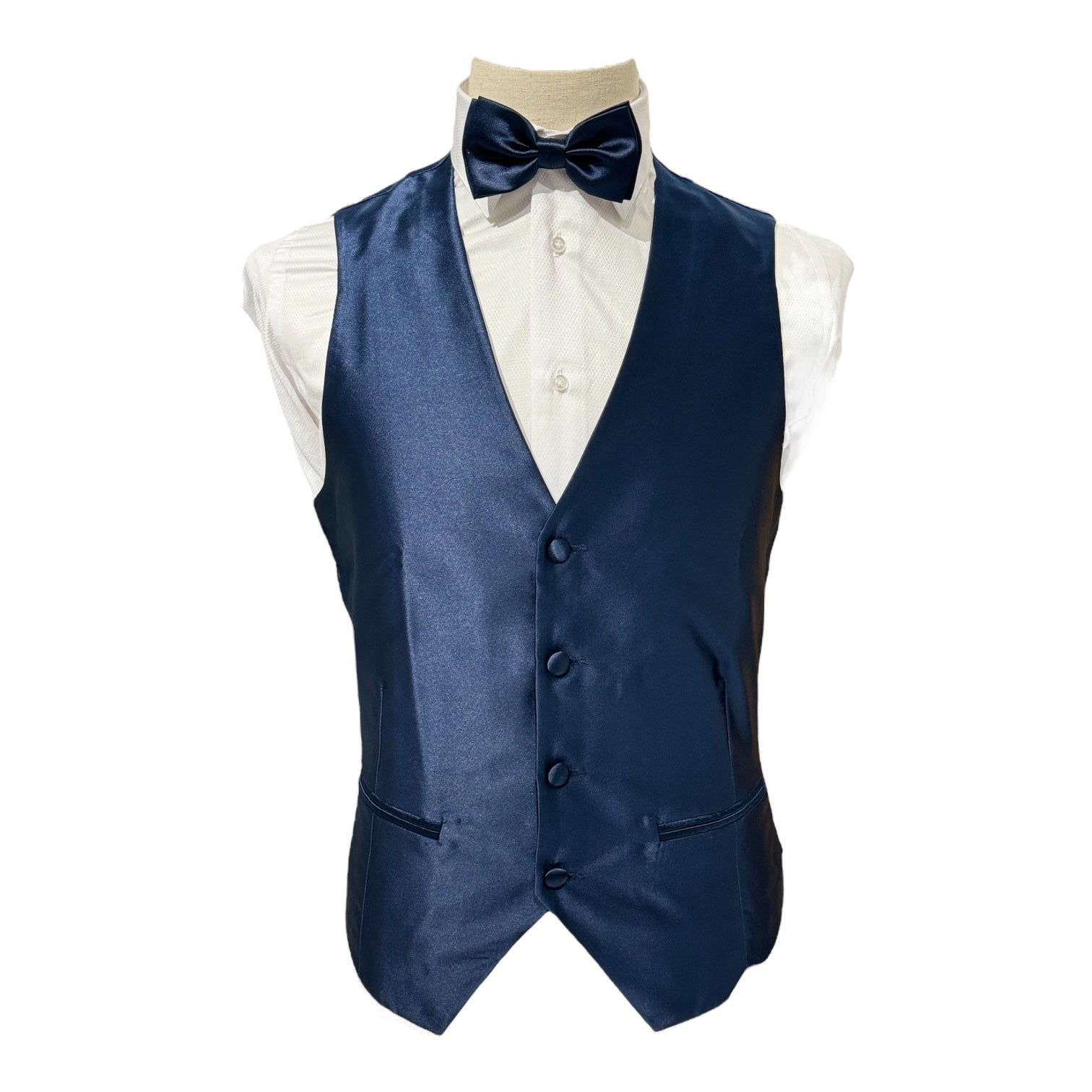 SINGLE BREASTED SATIN WAISTCOAT BLUE