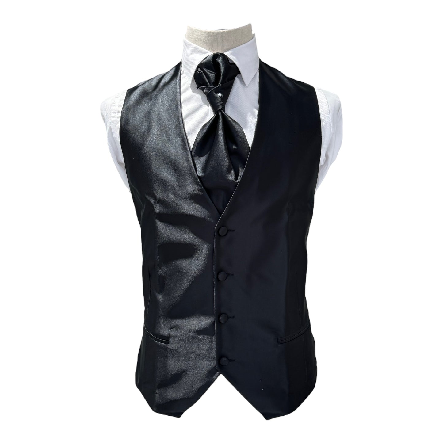 GILET MONOPETTO RASO NERO