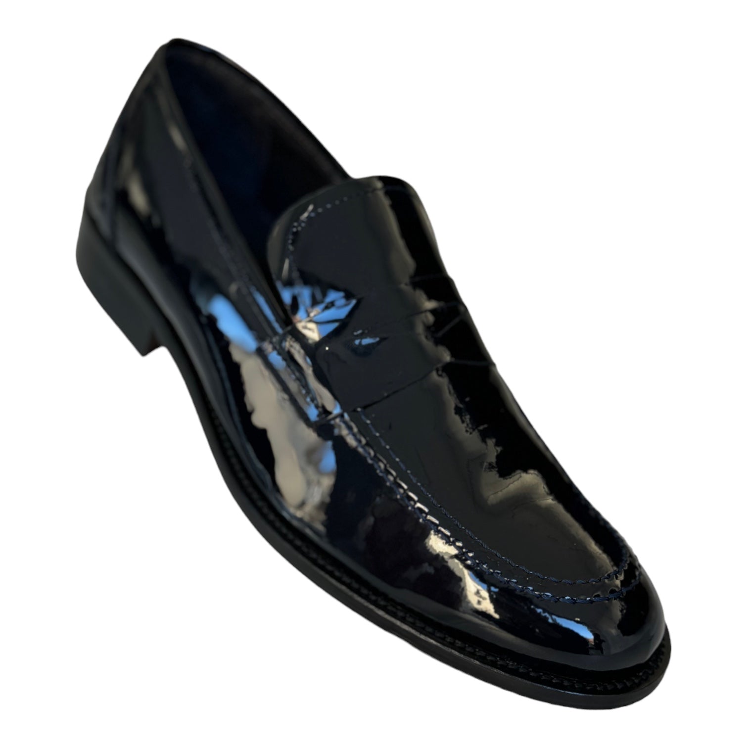 BLUE PATENT MOCCASIN