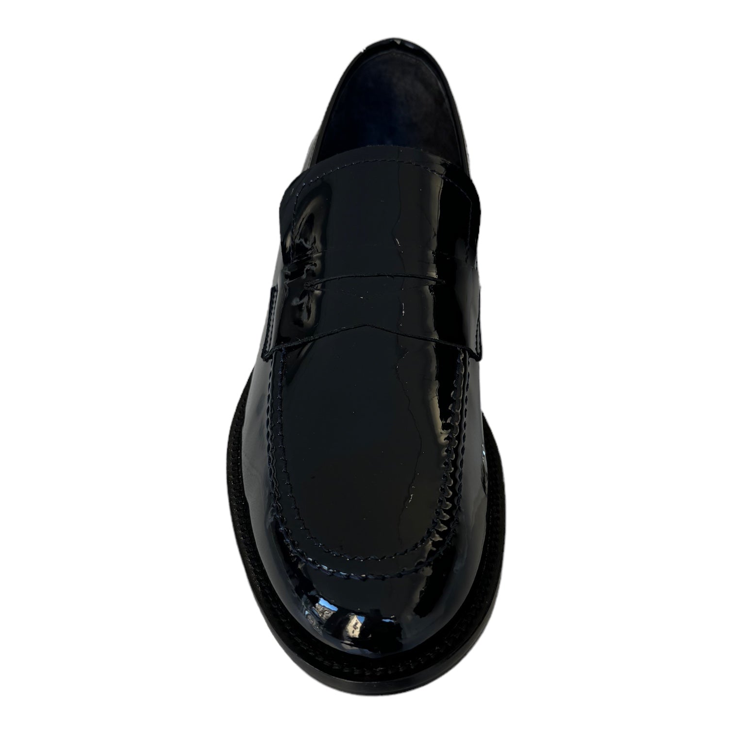 BLUE PATENT MOCCASIN