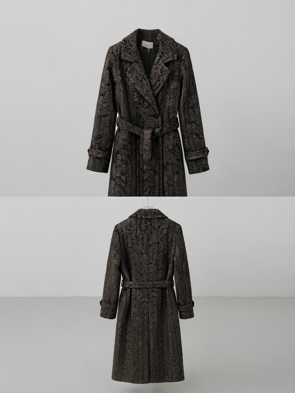 CAPPOTTO LUNGO ELEGANTE CON MOTIVO CHEVRON