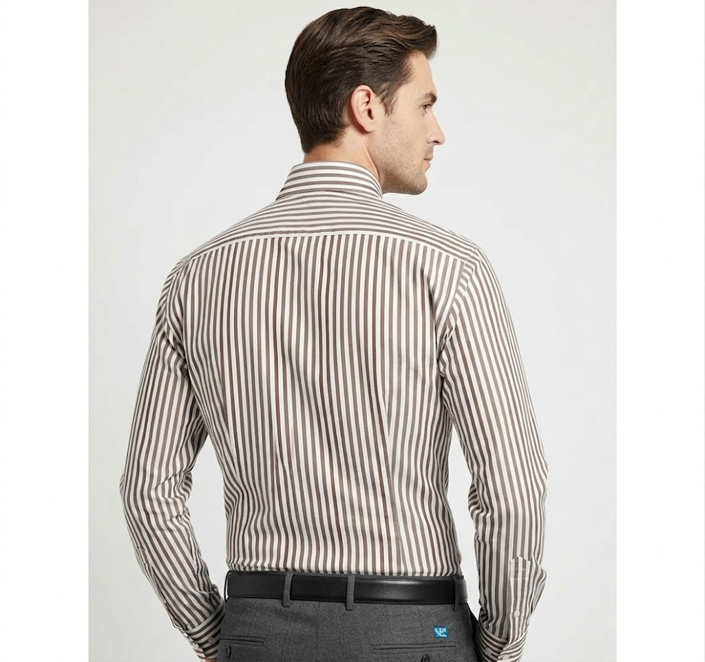 CHEMISE À RAYURES MARRON