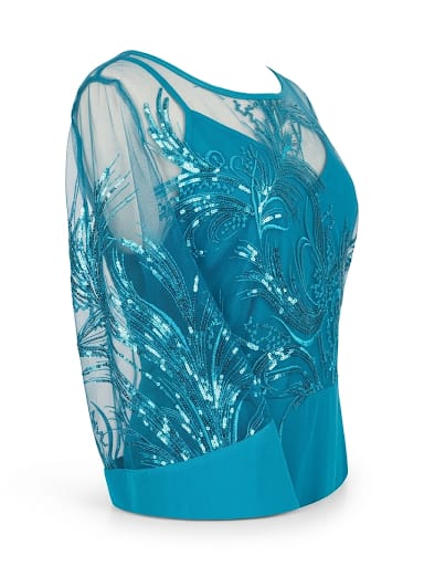 Completo Elegante in Tonalità Ottanio con Tunica in Paillettes.