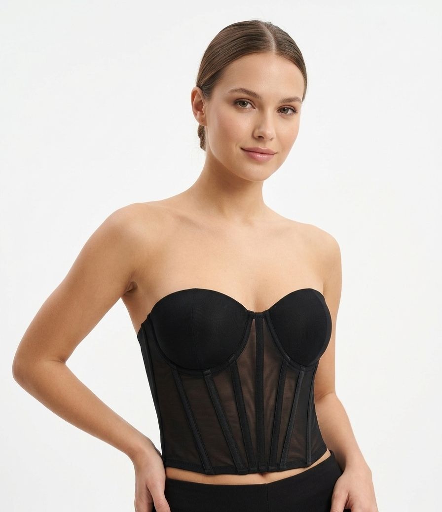 Top Bustier  Semitrasparente con Coppe