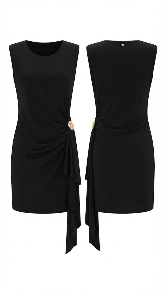 ABITO MIDI DRAPPEGGIATO GIOIELLO