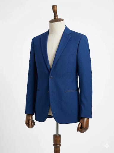 ABITO MONOPETTO MODELLO BOTTONI RIVESTITO TASCA RASO BLU